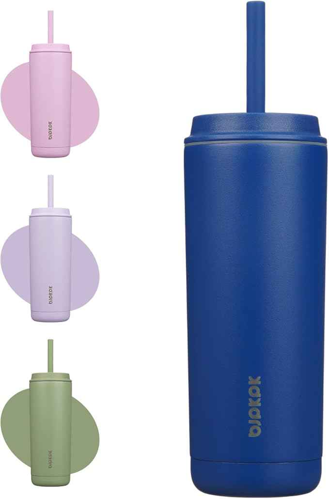 BJPKPK Insulated Tumbler with Lid and Straw,20 oz Stainless Steel Travel Coffee Mug,Spill Proof Thermal Cup,Keep Drinks Cold and Hot,Sapphire Blue