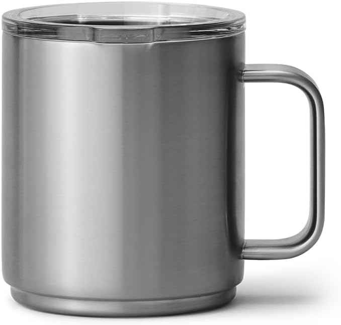 YETI Rambler 10 oz Ceramic Lined Stackable Mug, Vacuum Insulated, Stainless Steel with MagSlider Lid, Stainless