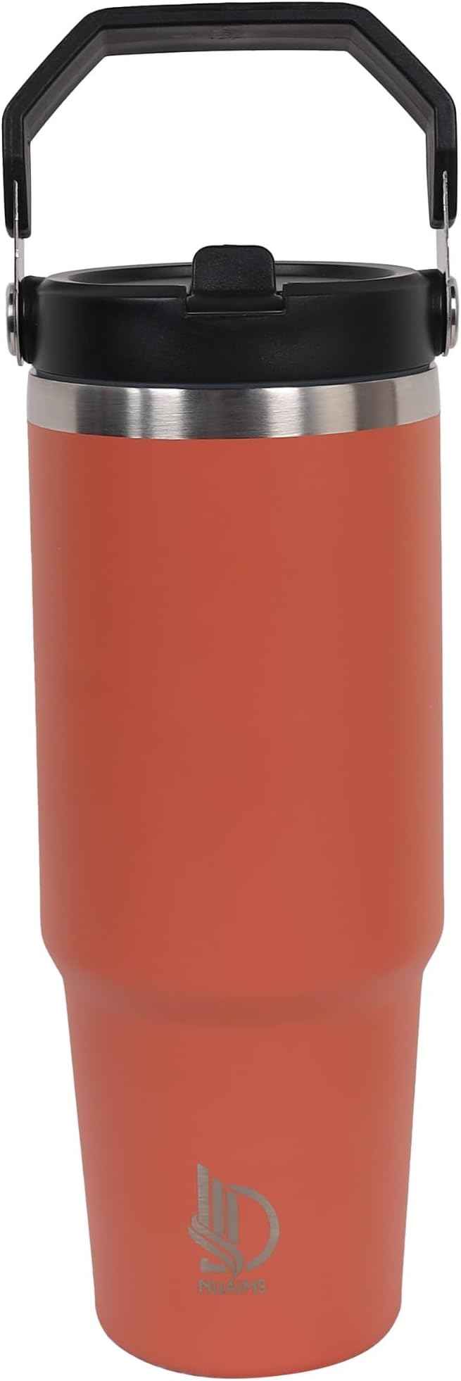 30oz Stainless Steel Insulated Water Tumbler with Handle | Secure Twist Lid & Flip Straw | Leak-Proof, BPA-Free IceFlow Inspired Design (Salmon Pink)