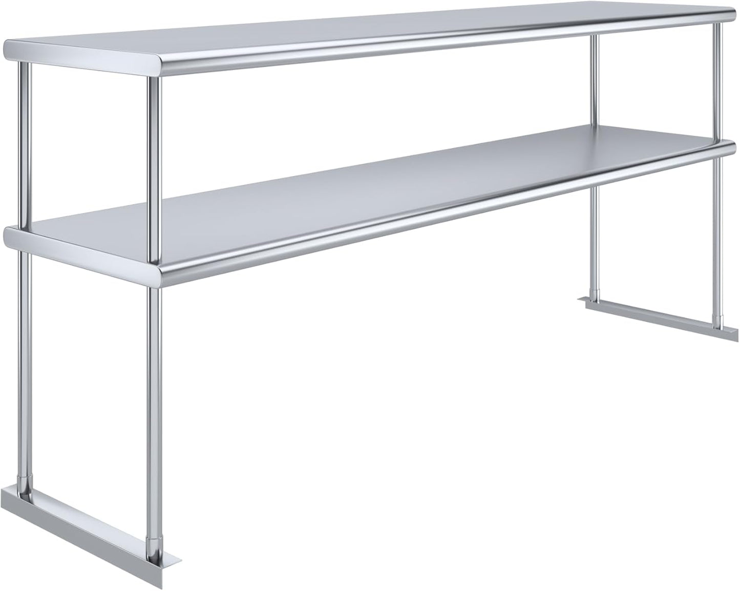 AmGood Stainless Steel Double-Tier Shelf | Work Table Overshelf | NSF Certified | Fits Over Tables | Many (72 in. Long x 18 in. Deep) - Lumora Casa