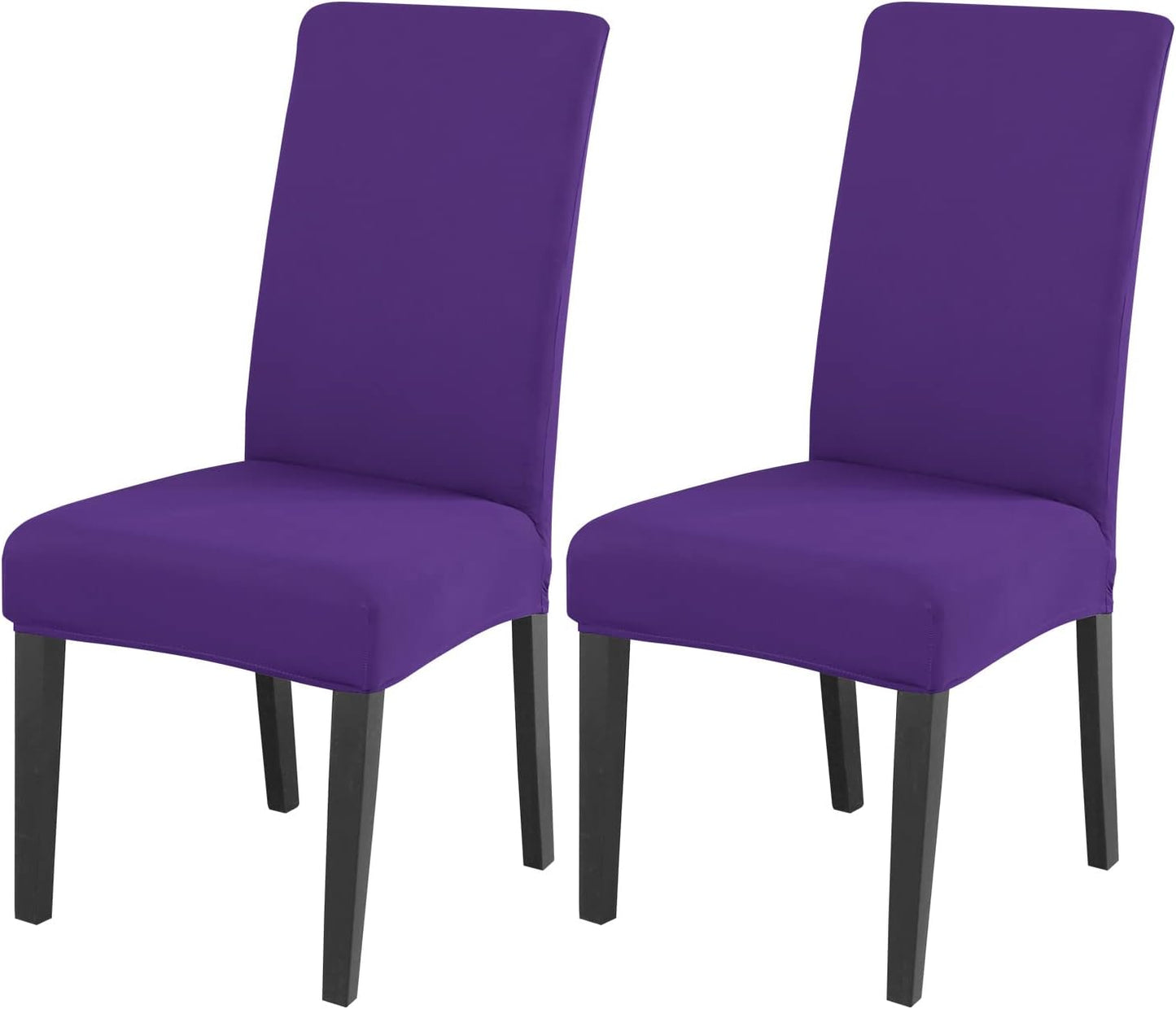 JQinHome Dining Chair Slipcover, High Stretch Removable Washable Chair Seat Protector Cover Set of 2,Chair Covers for Dining Room, Kitchen,Home Party,Wedding Ceremony(Purple, 2PC)