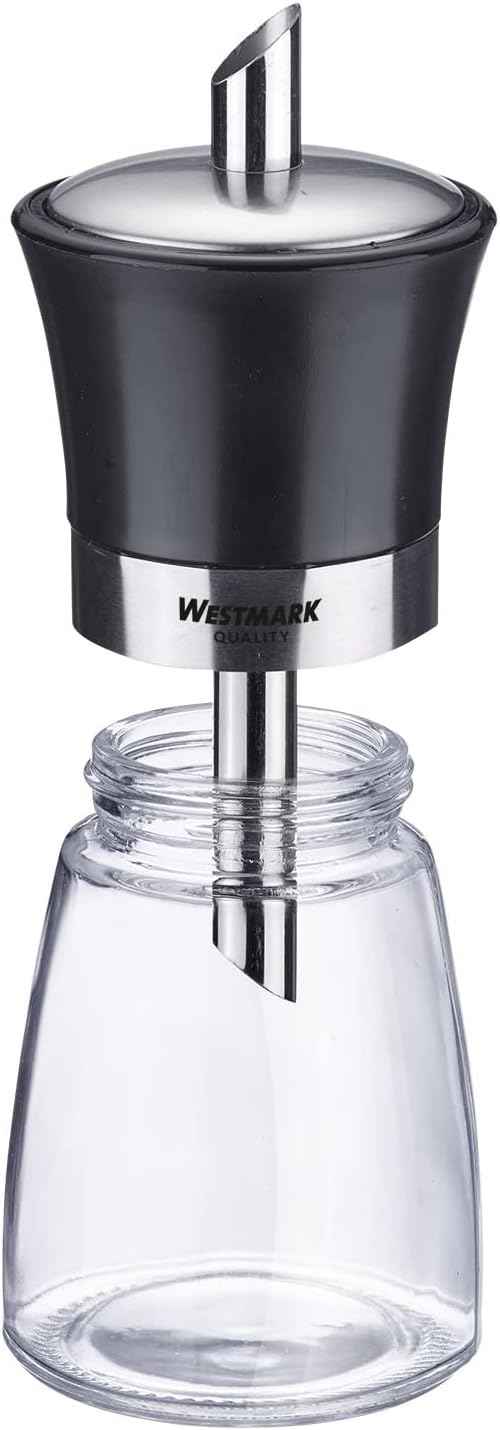 Westmark 63592611 Sugar Dispenser, Capacity: 190 ml Each, Glass/Stainless Steel/Plastic, Blacky, Transparent/Black/Silver