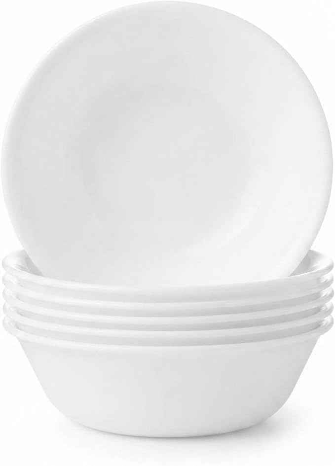 Corelle Vitrelle 6-Piece Soup/Cereal Bowl Set Triple Layer Glass and Chip Resistant, 18-Oz Lightweight Round Bowls, Winter Frost White