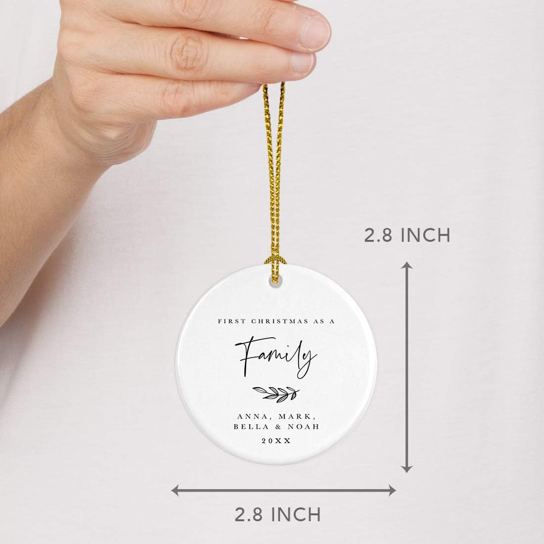 Andaz Press Personalized Baby 1st Christmas Round Ceramic Porcelain Christmas Tree Ornament Engagement Keepsake Collectible Gift, My First Christmas, Sophia Anne 2025, Antique Handdrawn, 1-Pack