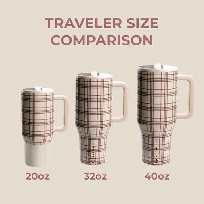 HydroJug Traveler - 40 oz Water Bottle with Handle & Flip Straw - Fits in Cup Holder, Leak Resistant Tumbler-Reusable Insulated Stainless Steel & Rubber Base - Gifts for Women & Men, Blair