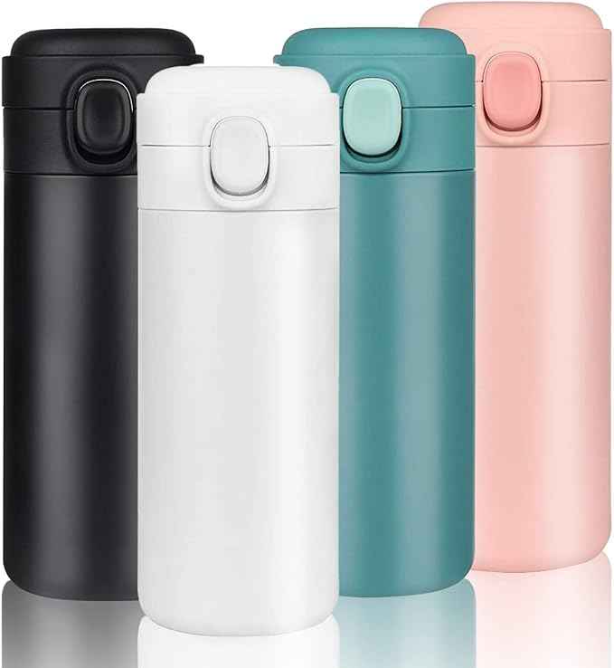 YINJAM Insulated Travel Water Bottle Metal Coffee Cup Mug Stainless Steel Reusable Flask Tumbler for Men Women Gym Hiking Sports (White, 15 Oz)