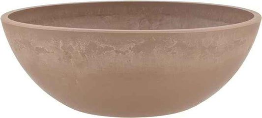 PSW Pot Collection M30TP 12-inch Plastic/Stone/Wood Composite Low Bowl Planter – No Drainage Hole (Drillable), Shallow Indoor/Outer Pot for Succulents, Bonsai, Fairy Gardens, Herbs, Taupe