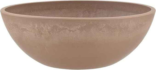 PSW Pot Collection M25TP 10-inch Plastic/Stone/Wood Composite Low Bowl Planter – No Drainage Hole (Drillable), Shallow Indoor/Outer Pot for Succulents, Bonsai, Fairy Gardens, Herbs, Taupe