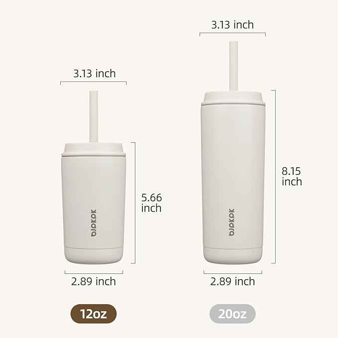BJPKPK Insulated Tumbler with Lid and Straw,12 oz Stainless Steel Travel Coffee Mug,Spill Proof Thermal Cup,Keep Drinks Cold and Hot,White