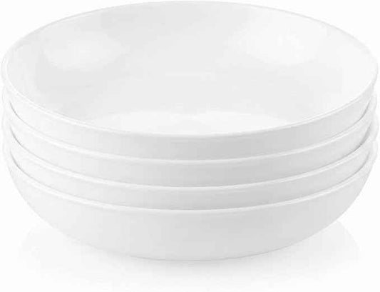 Corelle 4-Pc Versa Bowls for Pasta Salad and More, Service for 4, Durable and Eco-Friendly 30-Oz, Compact Stack Bowl Set, Microwave and Dishwasher Safe, White