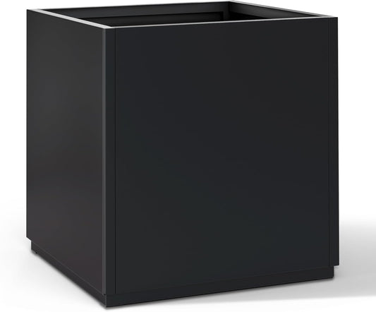 FENCY Large Square Planter 17" L x 17" W x 18" H, Planters for Outdoor Plants, Large Outdoor Planters for Porch Patio, Black Square Planter with Drainage Hole, All-Weather Use Cube Planter