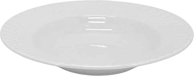 Elama Julia 16 Piece Scalloped Double Bowl Porcelain White Dinnerware Set, Serveware, Tableware, Bowls, Plate Set (Julia)