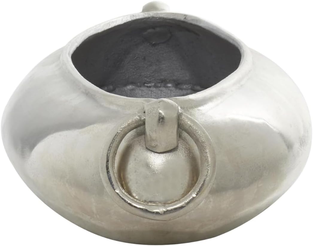 Deco 79 Aluminum Metal Decorative Decorative Bowl Decorative Container with Ring Handles, Decorative Keepsake Box 24" x 9" x 4", Silver
