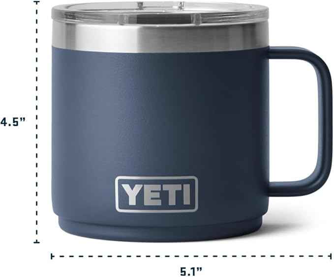 YETI Rambler 14 oz Ceramic Lined Stackable Mug, Vacuum Insulated, Stainless Steel with MagSlider Lid, Ridgeline