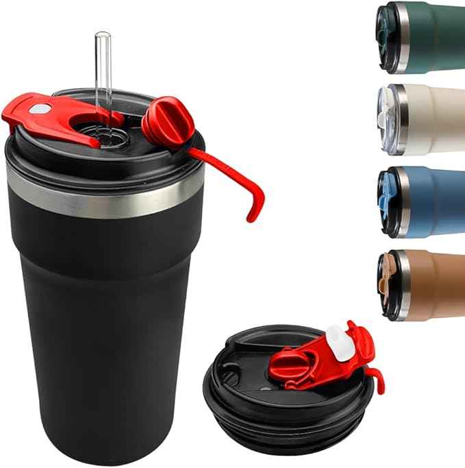 SPLMIFA Travel Coffee Mugs Leak-Proof, Reusable Coffee Cups with Lids, Stainless Steel Vacuum Insulated Coffee Tumblers, Thermal Insulation Cups for Men and Women Hot & Cold Drinks(4th-Black, 16OZ)