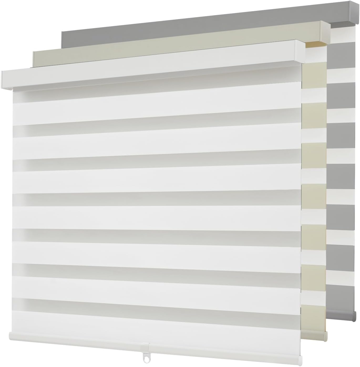 Cordless Zebra Blinds for Windows,Free-Stop Roller Zebra Shades,Light Filtering Blinds for Indoor windows with Upgraded Cassette,Pull Down Privacy Window Shades for Home (35" W x 72" H, White)