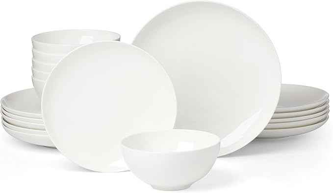 Lenox Dinnerware Sets, Studio 1414 Coupe 18-Piece Dinnerware Set, Service For 6, Bone China Material, Dishwasher Safe, Microwave Safe, Bowls, Plates And Bowls, Dinner Dishes, Plates (White, 18 Piece)
