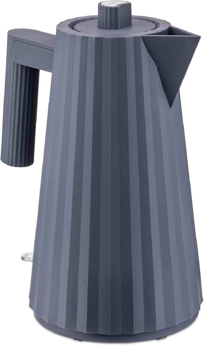Alessi Plissé MDL06 G/UK Designer Electric Kettle, Thermoplastic Resin, English Plug 2400W, 170 cl, Grey