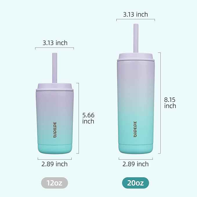 BJPKPK Insulated Tumbler with Lid and Straw,20 oz Stainless Steel Travel Coffee Mug,Spill Proof Thermal Cup,Keep Drinks Cold and Hot,Lavender Green