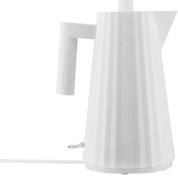 Alessi Plissé MDL06 W/UK Design Electric Kettle, Thermoplastic Resin, 2400 W, 170 cl, White, 21.5 x 33.5 x 21.5