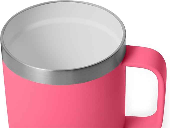 YETI Rambler 10 oz Ceramic Lined Stackable Mug, Vacuum Insulated, Stainless Steel with MagSlider Lid, Tropical Pink