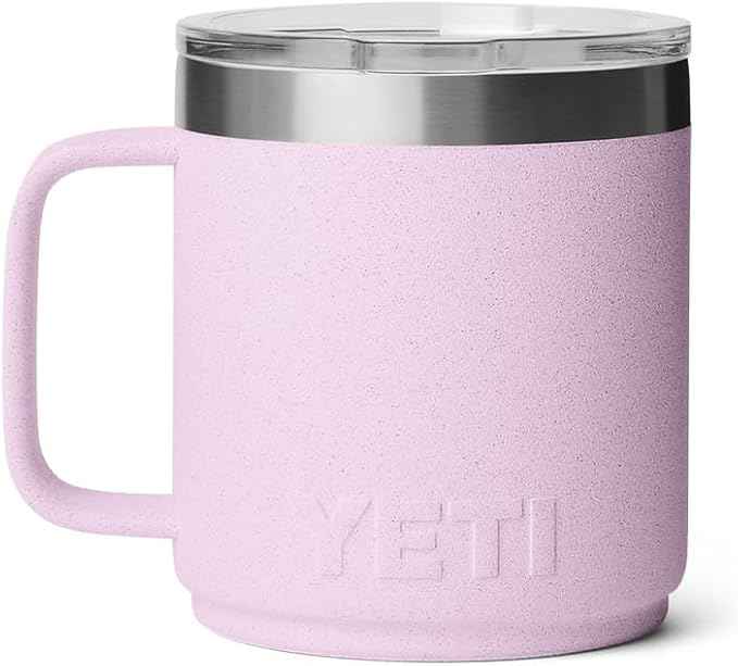 YETI Rambler 10 oz Ceramic Lined Stackable Mug, Vacuum Insulated, Stainless Steel with MagSlider Lid, Cherry Blossom