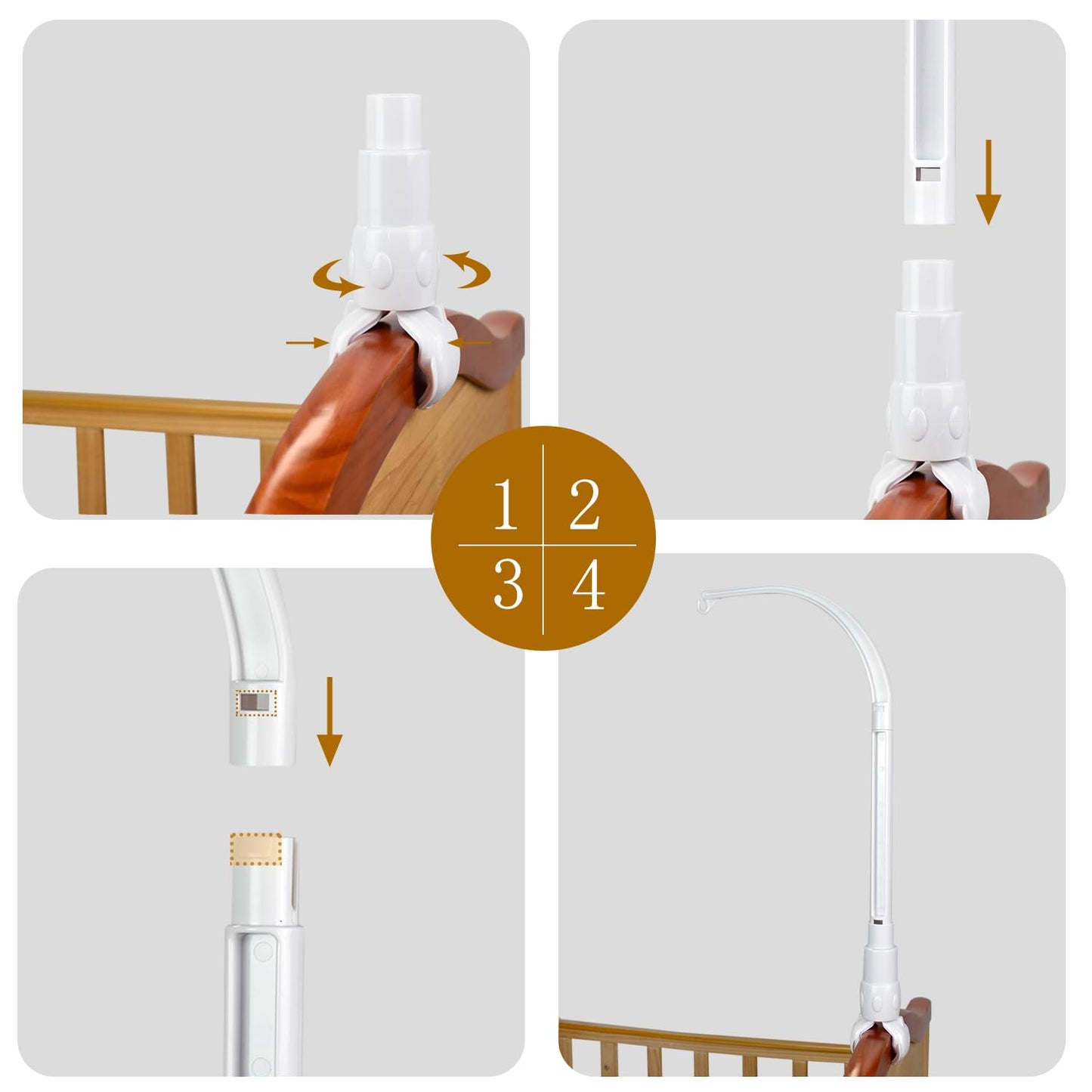 DIY 22 inches Crib Mobile arm Nursery Mobile arm Baby Mobile Hanger,Adjusting the Claw Width of Mobile Hanger,Mobile arm for Crib