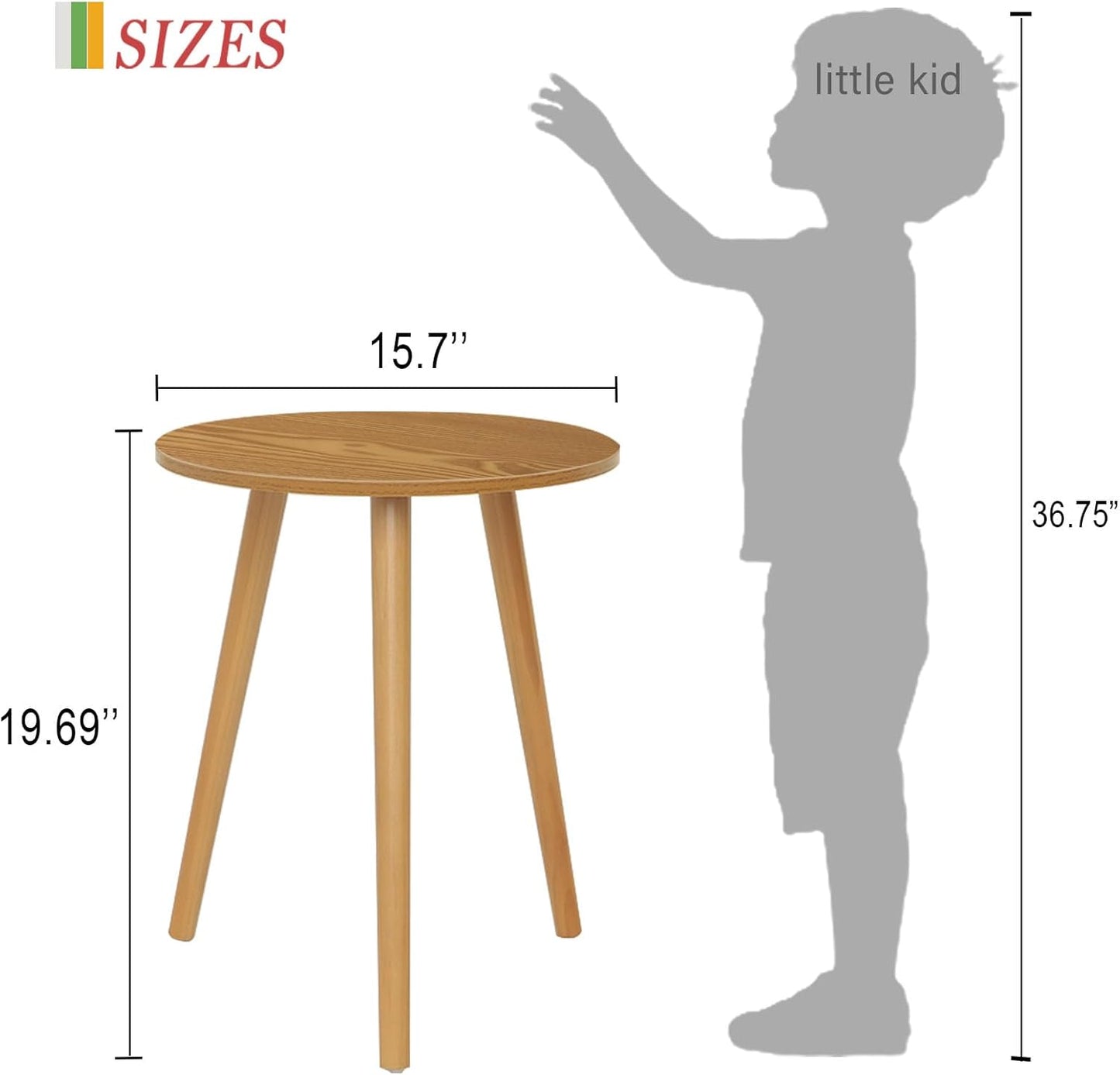 AWASEN Round Side Table, Small End Table for Living Room, Modern Accent Coffee Side Table with Solid Wood Legs for Small Space, Easy Assembly, Brown