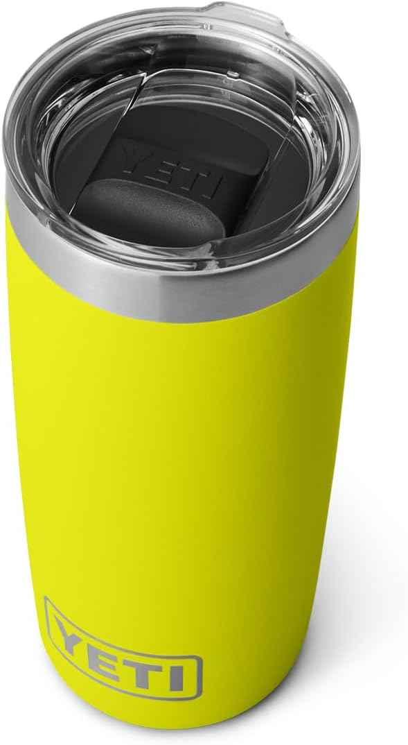 YETI Rambler 10 oz Tumbler, Stainless Steel, Vacuum Insulated with MagSlider Lid, Firefly Yellow | Vacuum Insulated, MagSlider Lid