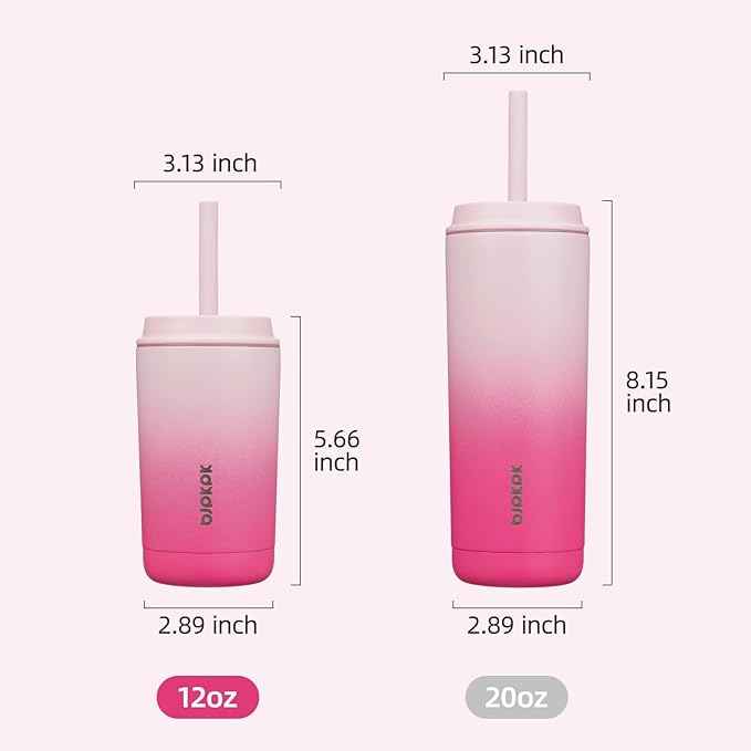 BJPKPK Insulated Tumbler with Lid and Straw,12 oz Stainless Steel Travel Coffee Mug,Spill Proof Thermal Cup,Keep Drinks Cold and Hot,Cherry Blossom