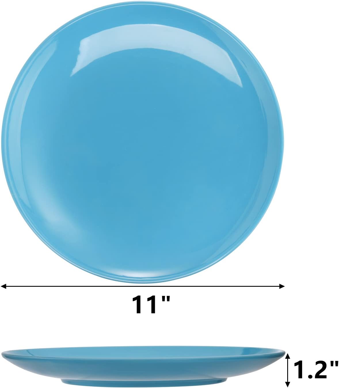Peohud 6 Pack Melamine Plates, 11 Inches 100% Melamine Dinner Plates, Flat Bottom Dinnerware Dishes for Daily Indoor Outdoor Use, Dishwasher Safe, Break-resistant, MultiColor