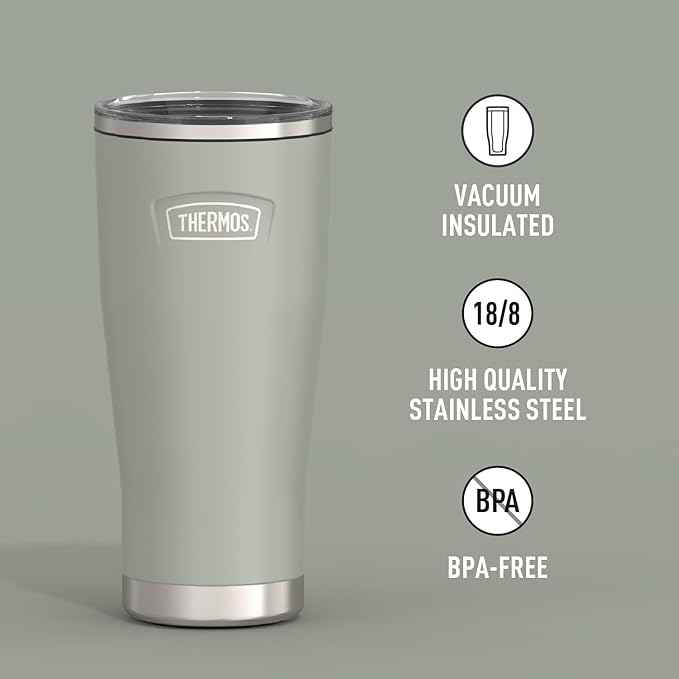 THERMOS ICON SERIES, Stainless Steel Tumbler with Slide Lock, 24 Ounce, River Rock