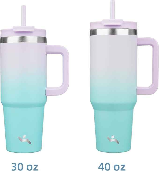 Konokyo 30 oz Tumbler with Handle and 2 Straws,2 in 1 Lid Insulated Water Bottle Stainless Steel Travel Coffee Mug,Lavender Green