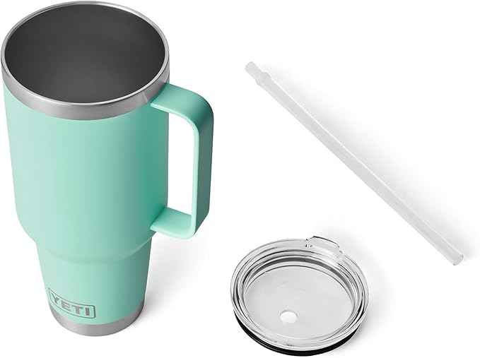 YETI Rambler 42 oz Tumbler with Handle and Straw Lid, Travel Mug Water Tumbler, Vacuum Insulated Cup with Handle, Stainless Steel, Seafoam