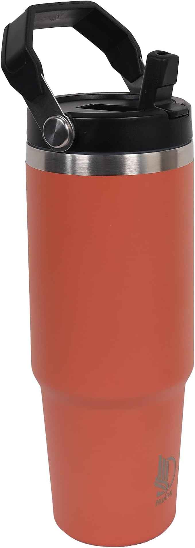 30oz Stainless Steel Insulated Water Tumbler with Handle | Secure Twist Lid & Flip Straw | Leak-Proof, BPA-Free IceFlow Inspired Design (Salmon Pink)