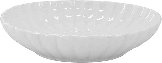 Elama Jane 16 Piece Scalloped Double Bowl Porcelain White Dinnerware Set, Serveware, Tableware, Bowls, Plate Set (Jane)