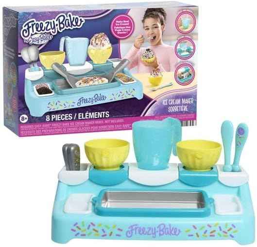 Freezy Bake Ice Cream Maker With 3 Mixes Included (Vanilla, Strawberry and Chocolate)