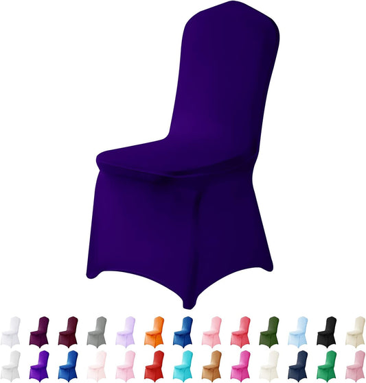Spandex Chair Covers, 12PCS, Removable Washable Protector Stretch Covers for Living Room, Party, Banquet, Wedding, Hotel (Purple)