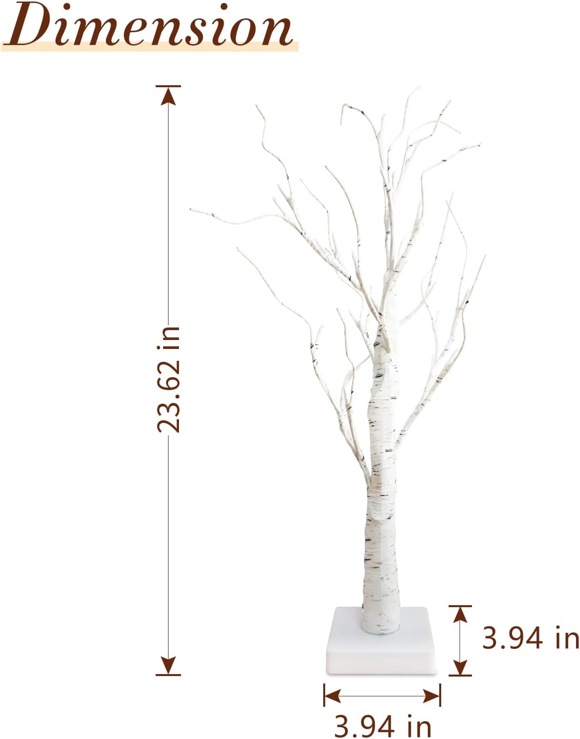 2FT Birch lamp 24 LED Tree Light Tabletop Tree Light Warm White Light Table Lamp Battery Operated Tabletop Tree with Timer and Linen for Birthday Gift Room Festival Decoration Home Party