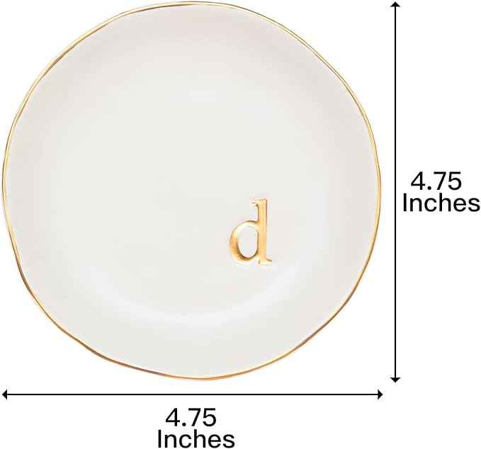 COLLECTIVE HOME - Ceramic Jewelry Tray, Decorative Trinket Dish for Rings Earrings Necklaces Bracelet Watch Keys, Birthday Mother's Day Christmas Gift for Women, 4.75", White Surface (D)