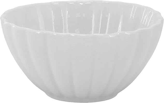 Elama Jane 16 Piece Scalloped Double Bowl Porcelain White Dinnerware Set, Serveware, Tableware, Bowls, Plate Set (Jane)