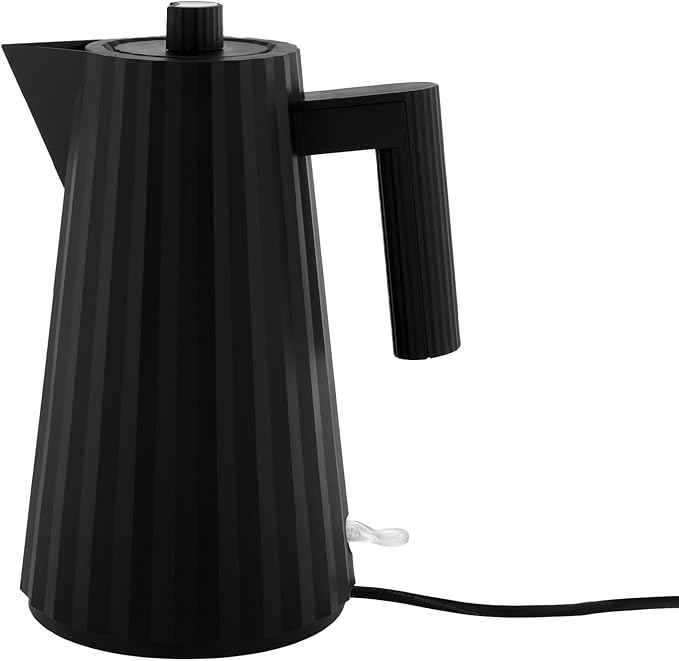 Alessi Plissé MDL06 B/UK Designer Electric Kettle, Thermoplastic Resin, UK Plug 2400 W, 170 cl, Black