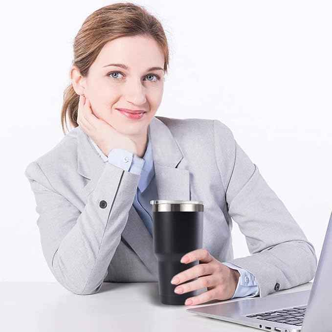30oz Stainless Steel Travel Mug with Lid, 6 Pack Double Wall Vacuum Insulated Bulk Tumbler with 6 Straws, Powder Coated Coffee Cup Suitable for Vehicle Cup Holders(Assorted Colors)