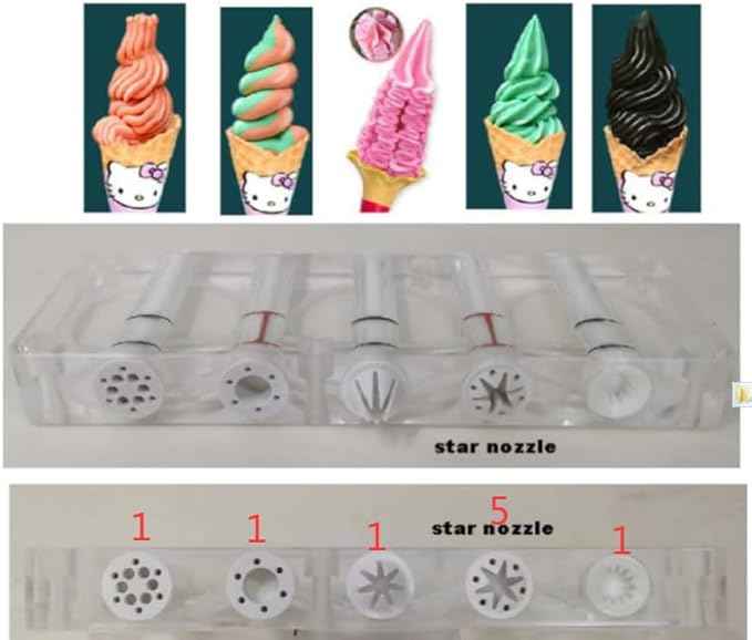 Kolice Commercial Countertop 5 flavors softy ice cream maker, 3+2 mixed flavors soft serve ice cream machine, frozen yogurt ice cream maker-ETL certified, upper tanks refrigerated | 110V 2300W