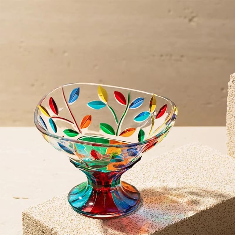Decorative Candy Dish Crystal Bowl, Colorful Glass Christmas Candy Dish for Centerpieces Decor, Decorative Bowl for Candies, Painted Cu´