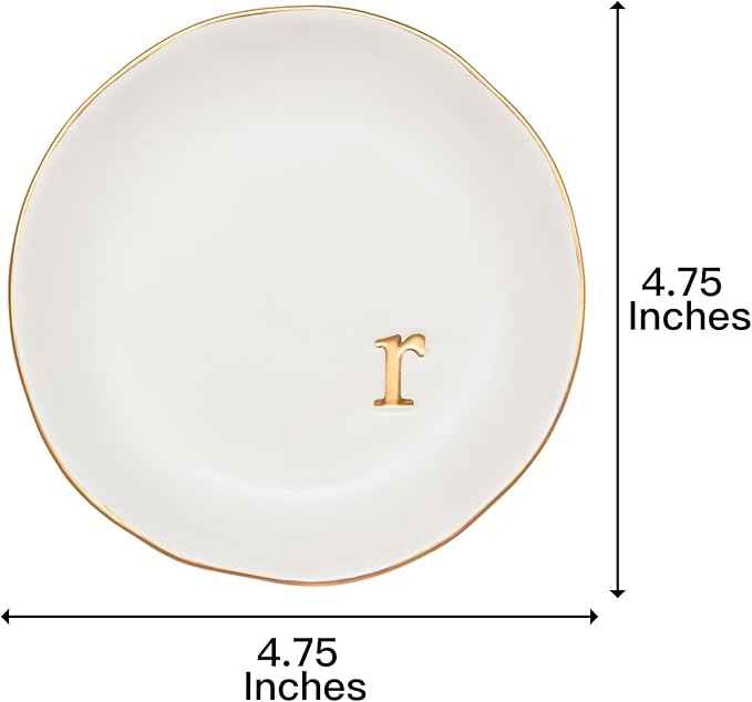 COLLECTIVE HOME - Ceramic Jewelry Tray, Decorative Trinket Dish for Rings Earrings Necklaces Bracelet Watch Keys, Birthday Mother's Day Christmas Gift for Women, 4.75", White Surface (R)