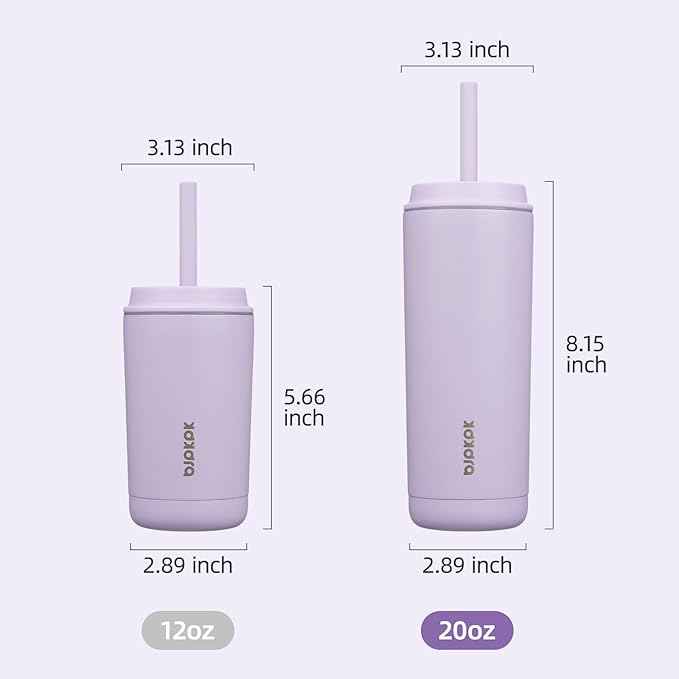 BJPKPK Insulated Tumbler with Lid and Straw,20 oz Stainless Steel Travel Coffee Mug,Spill Proof Thermal Cup,Keep Drinks Cold and Hot,Lavender