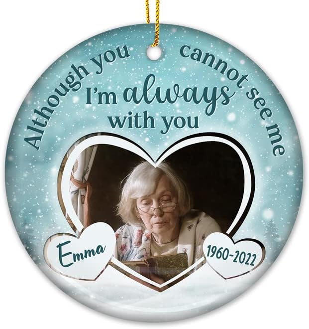 Pawfect House I'm Always with You, Personalized Christmas Memorial Sympathy Gifts for Loss of Dad, Mom, Photo Ceramic Ornaments, Christmas Memorial Ornaments for Loss of Loved One, Bereavement Gifts