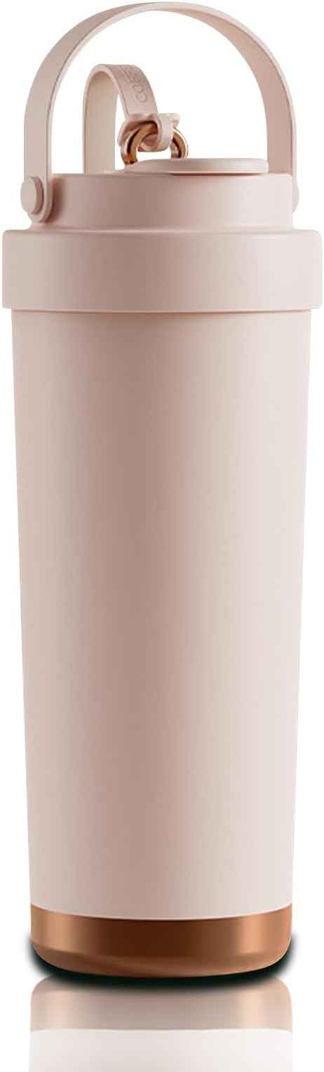 26oz Ceramic Coated Water Bottle, 3-Way Drinking (Straw/Sip/Wide Mouth), 6H Hot & Cold Insulated Water Bottle Leakproof Travel Cup with Handle - Pink