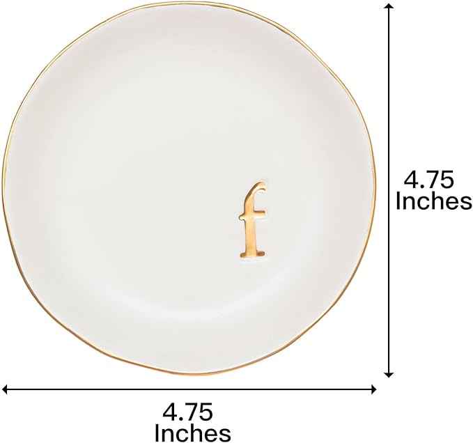 COLLECTIVE HOME - Ceramic Jewelry Tray, Decorative Trinket Dish for Rings Earrings Necklaces Bracelet Watch Keys, Birthday Mother's Day Christmas Gift for Women, 4.75", White Surface (F)